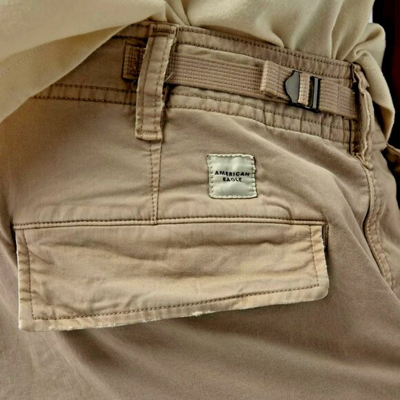 American Eagle 10" inseam Flex Lived In Cargo Short Pants Large 35-38” Taupe NEW - Picture 4 of 7